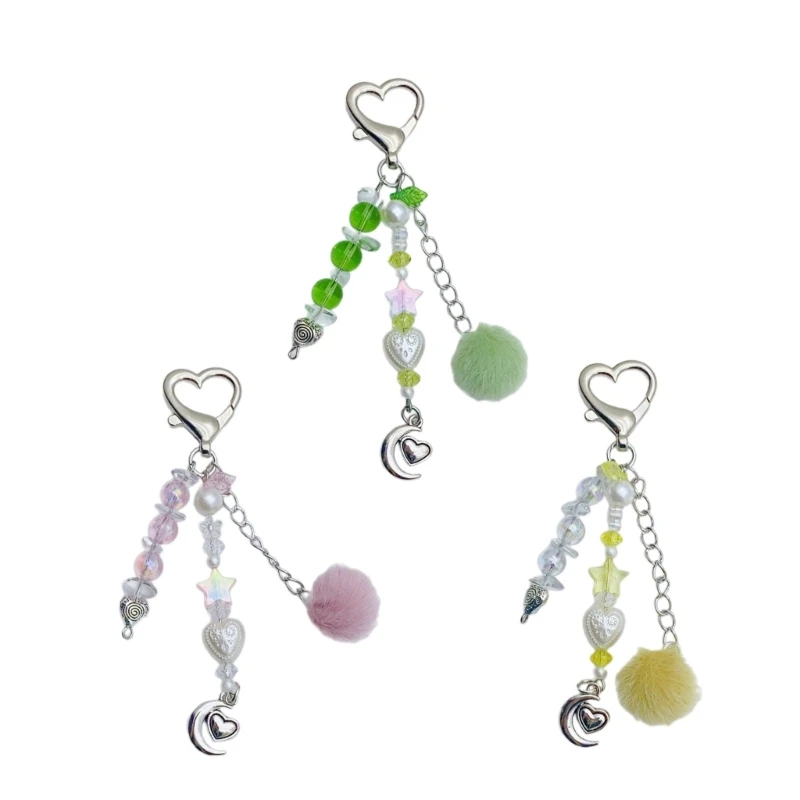 

Fashionable Moon Wool Key Holder Accessory in Soft Macaron Shades Materials 37JB