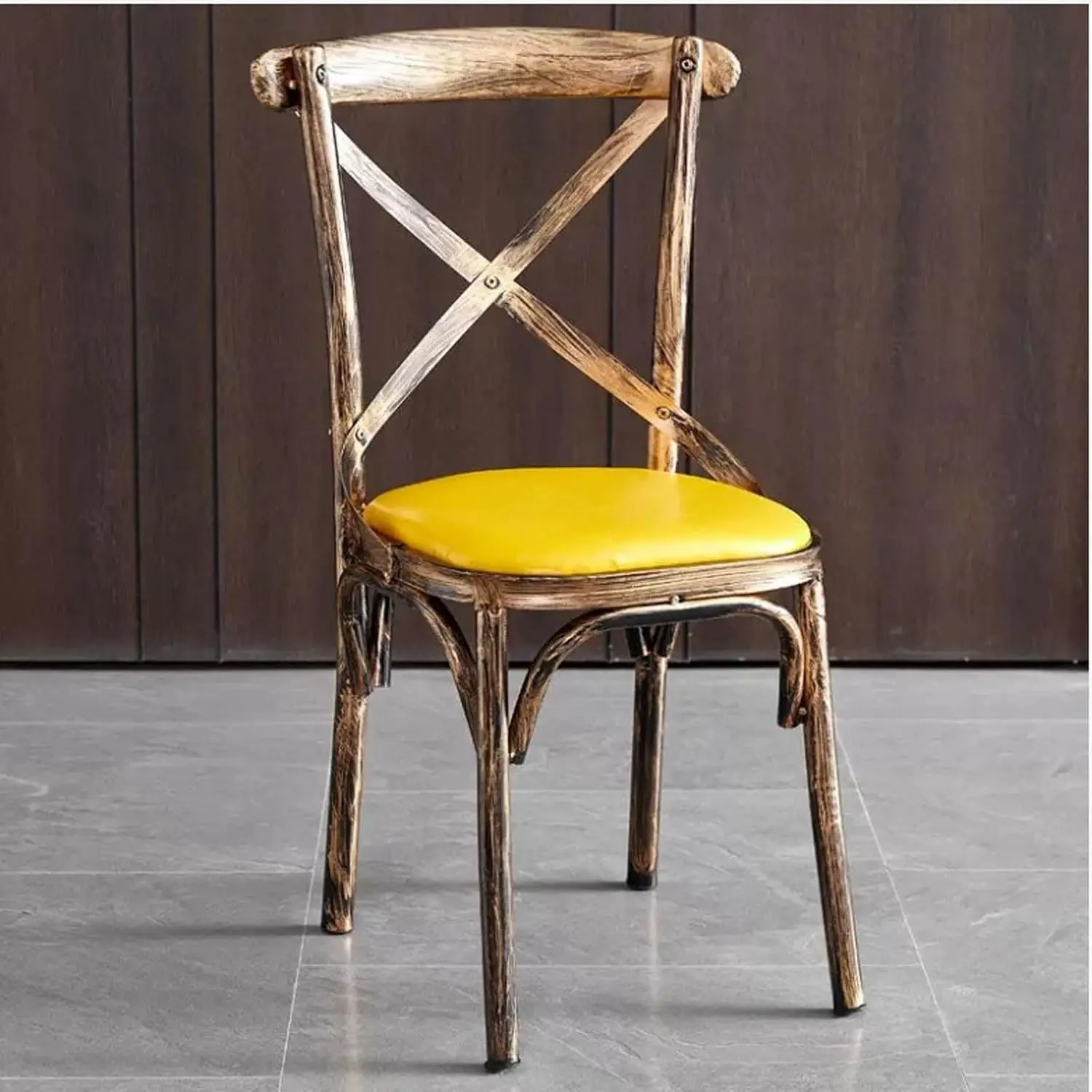 Ergonomic Office Chair, Study Dining Chair with Backrest Artificial Leather Cushion Seat Metal Frame Hotel Shop Yard 40X50X89CM
