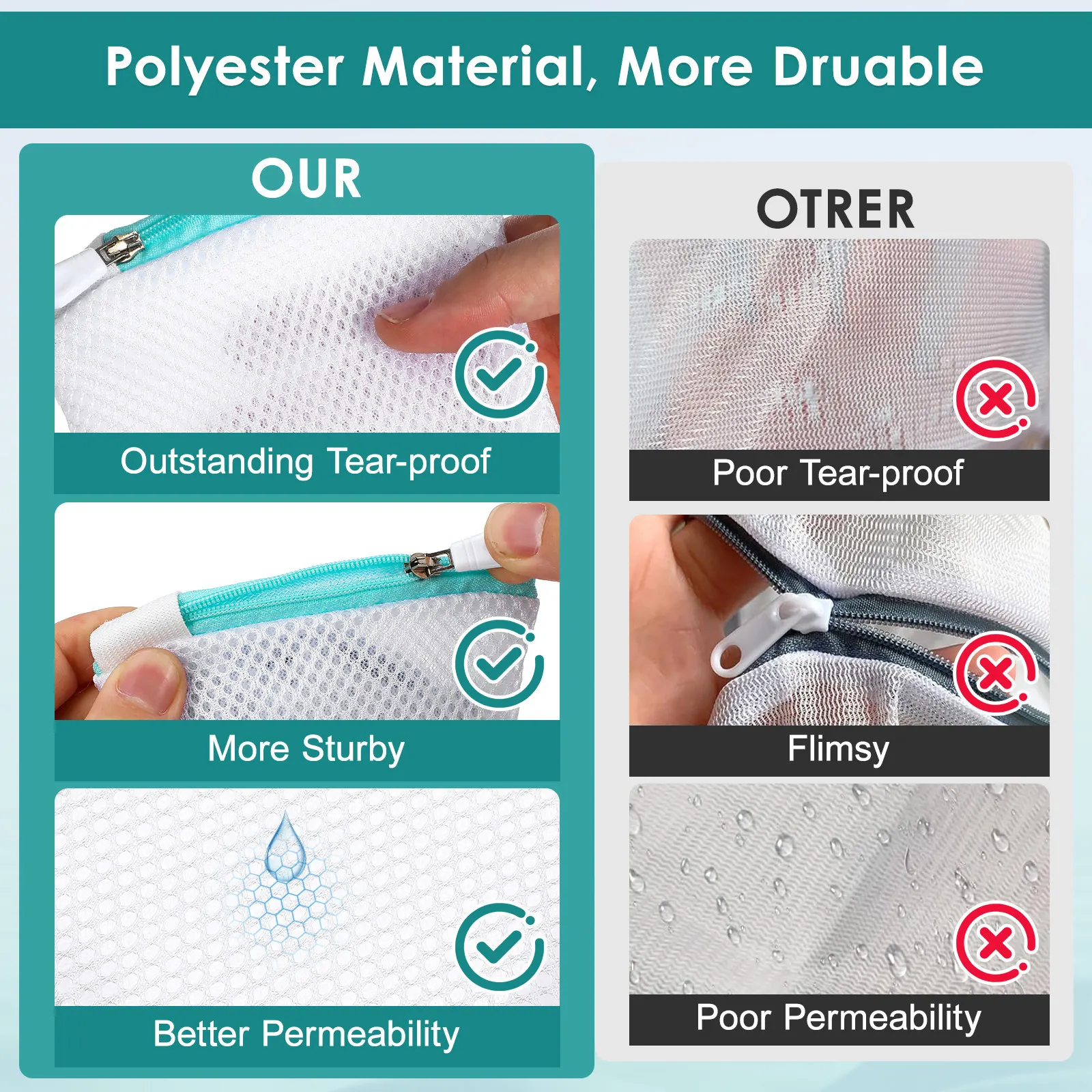 6Pcs Ultra Fine Mesh Laundry Bag Set for Gentle Washing Machine Cycle Protect Bras Underwear Lingerie Foldable Compact Travel