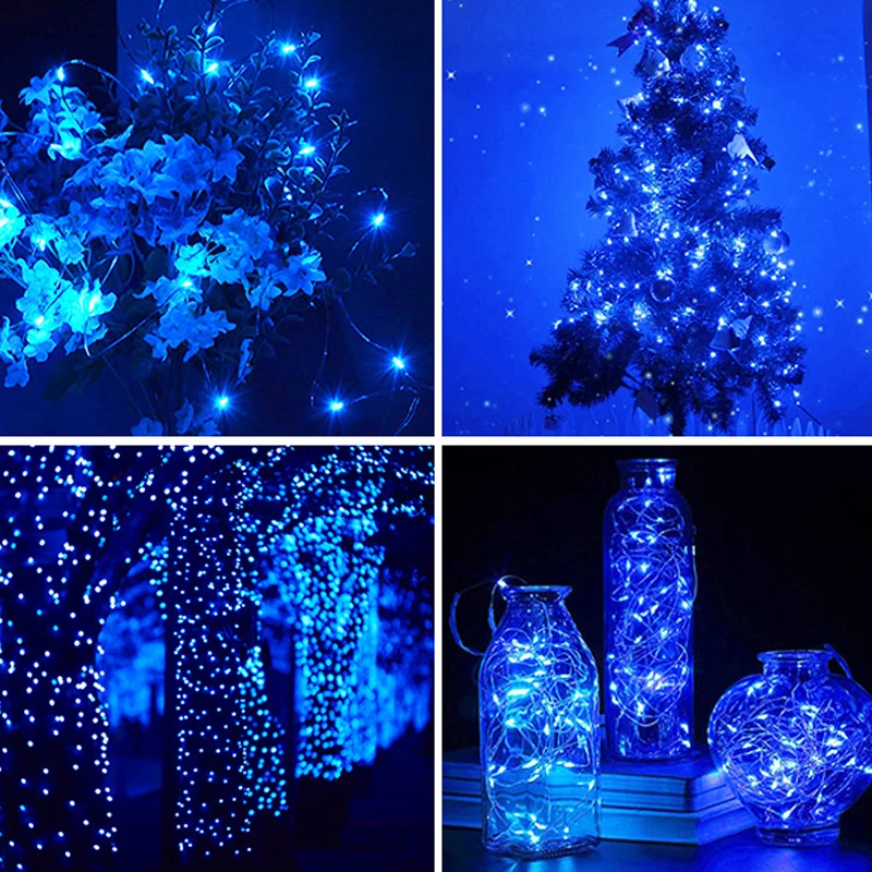 Solar Power Led String Lights Kerstmis Tuin Decor Garland Outdoor Waterdichte Fairy Koperdraad 8 Flash Modi