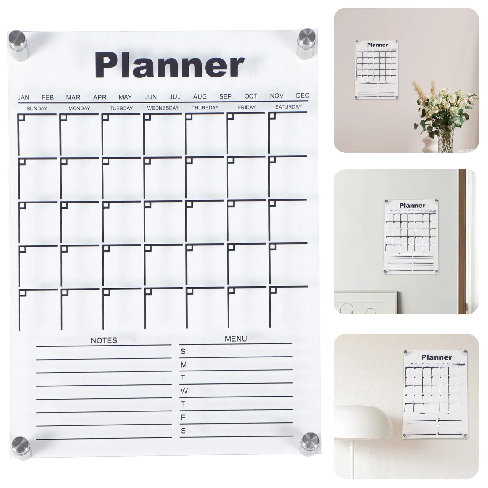 

1Set Clear Acrylic Message Board Dry Erase Writing Board Desktop Note Organizer Home Office Decoration Functional Whiteboard