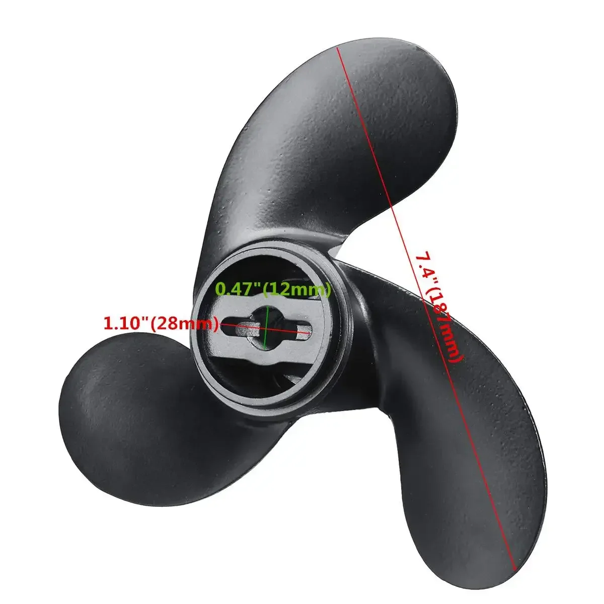 7.4 x 5.7 Black Marine Propeller 309-64107-0 For Nissan Tohatsu Evinrude Johnson 2.2-3.3HP 3 Blades R Rotation