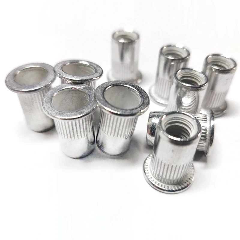 New 100 pcs M6 6mm Flat Head Aluminum Rivet Nut Rivnut Insert Fastener Nut