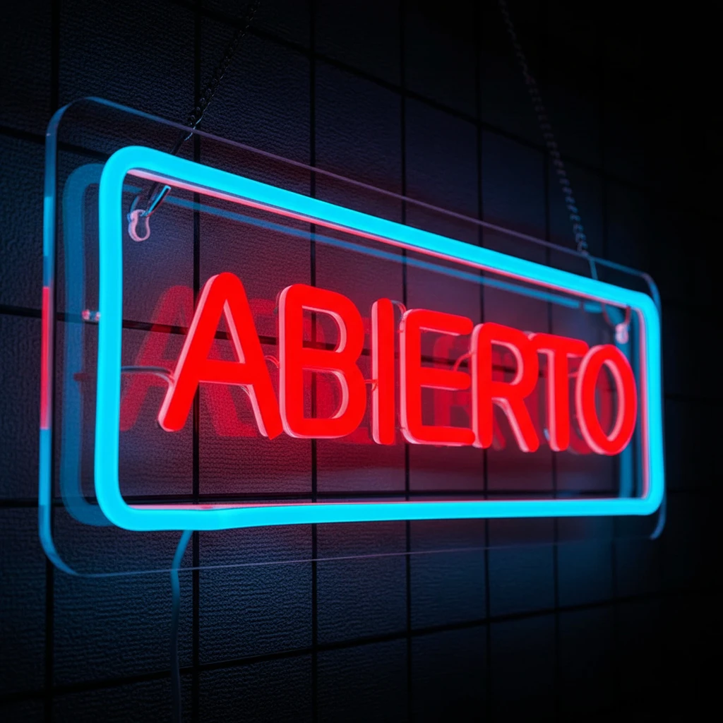 علامة Abierto Neon، علامات LED مفتوحة إسبانية للأعمال لمختلف المتاجر، مناسبة للتعليق على نافذة جدار المتجر كديكور الغرفة