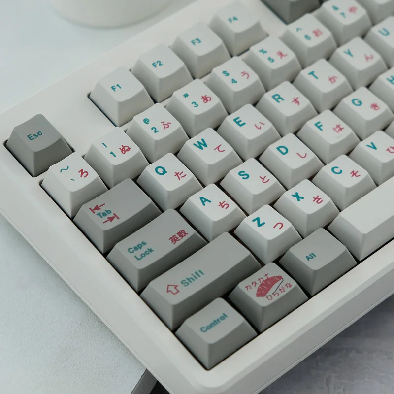 Grey white Sushi Keycaps Cherry Profile PBT Dye Sublimation Mechanical Keyboard Keycap For MX Switch 1.75U Shift 6.25U 7U space