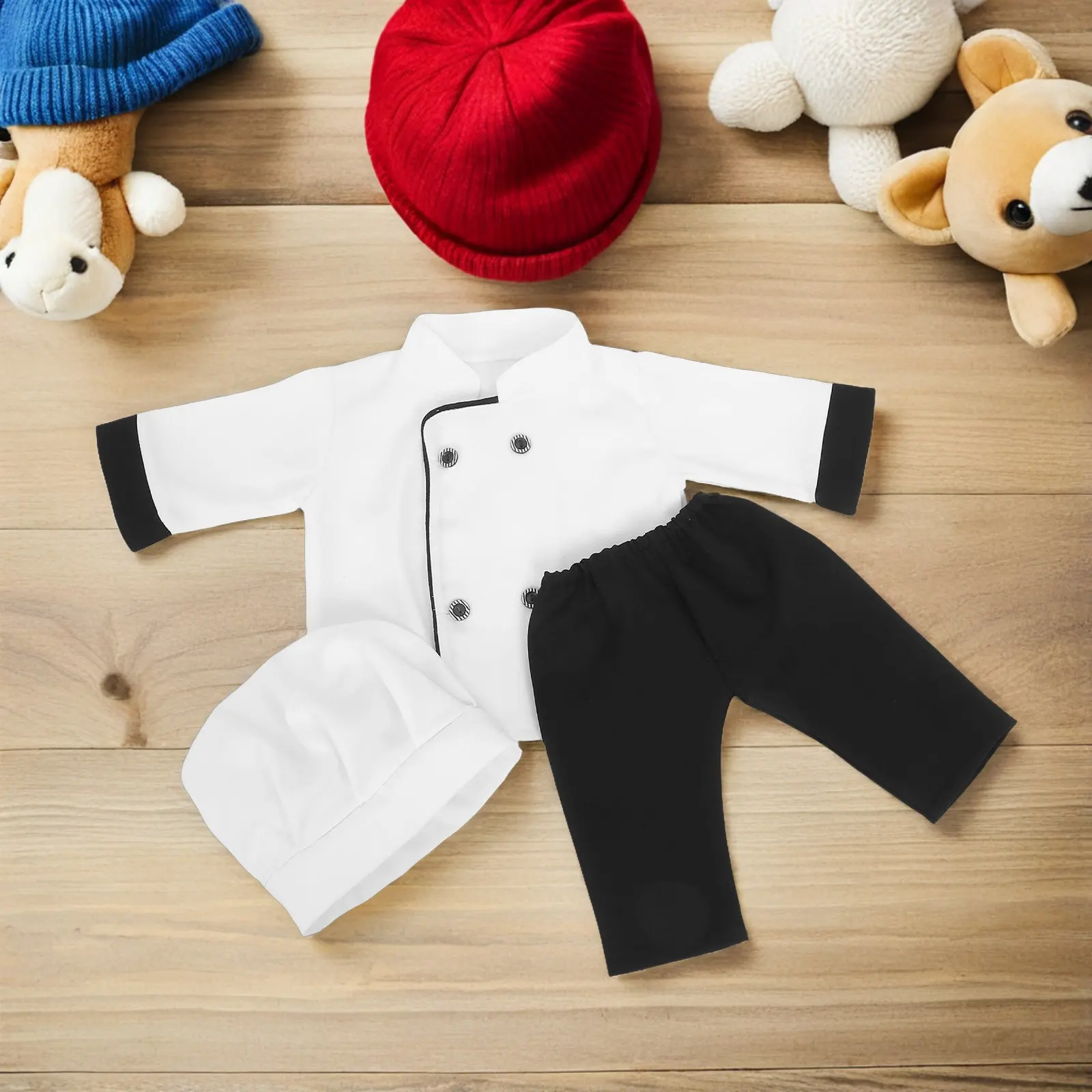 Baby Chef Costume Set for Newborn Photoshoot – Soft Comfortable Outfit with Hat and Pants