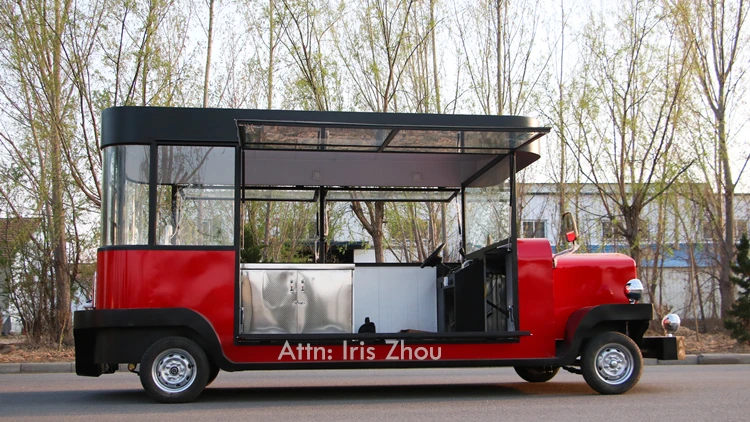 มือถือ Retro Shawarma รถบรรทุกอาหารแฮมเบอร์เกอร์อาหารรถเข็นอาหารยานพาหนะสําหรับขาย