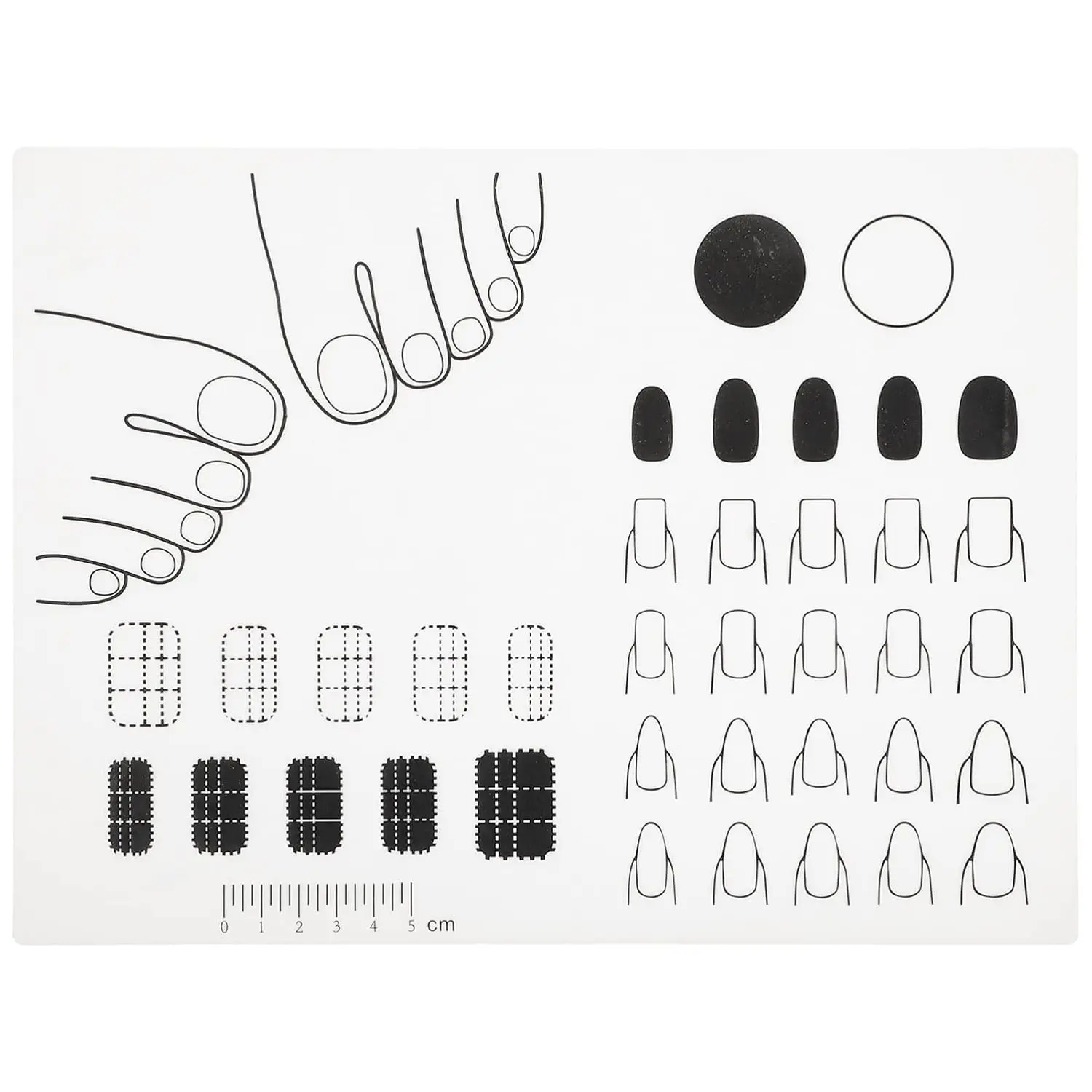 Silicone Nail Mat Acrylic Nail Training Mat Nail Polish Practice Pad Stamping Plate Nail Sticker Trainer Guide for Nail Home DIY