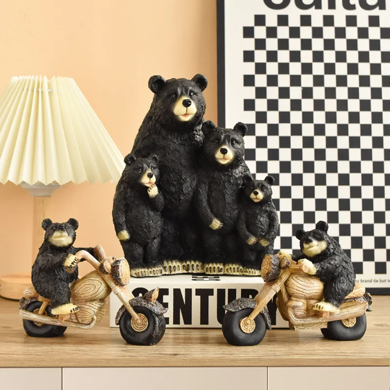 

Black Bear Decor Resin Craft Statue Ornament for Home Living Room TV Stand Entryway Animal Figure Home Decor Items Sculpture