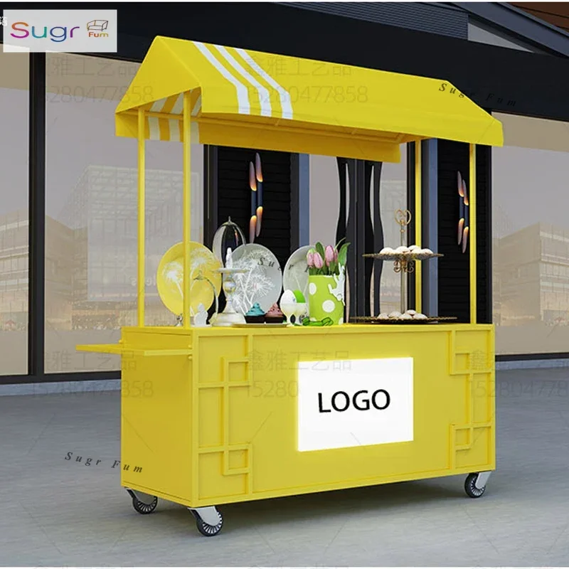 

European wrought iron float car street stall car market mobile truck trolley shopping mall outdoor stall Internet celebrity