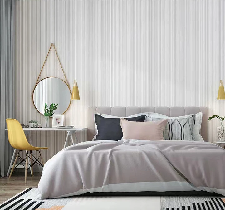 Modern Minimalist Pure Color Striped Wallpaper Plain Pink White Grey Living Room Covering Bedroom Hotel Wallpapers