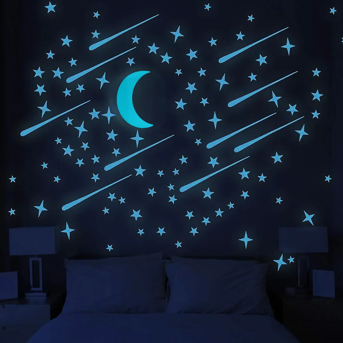 

2 Sheets Glow Wall Stickers Luminous Decals Fluorescent Children Room DIY PVC Safe Environmental Removable No