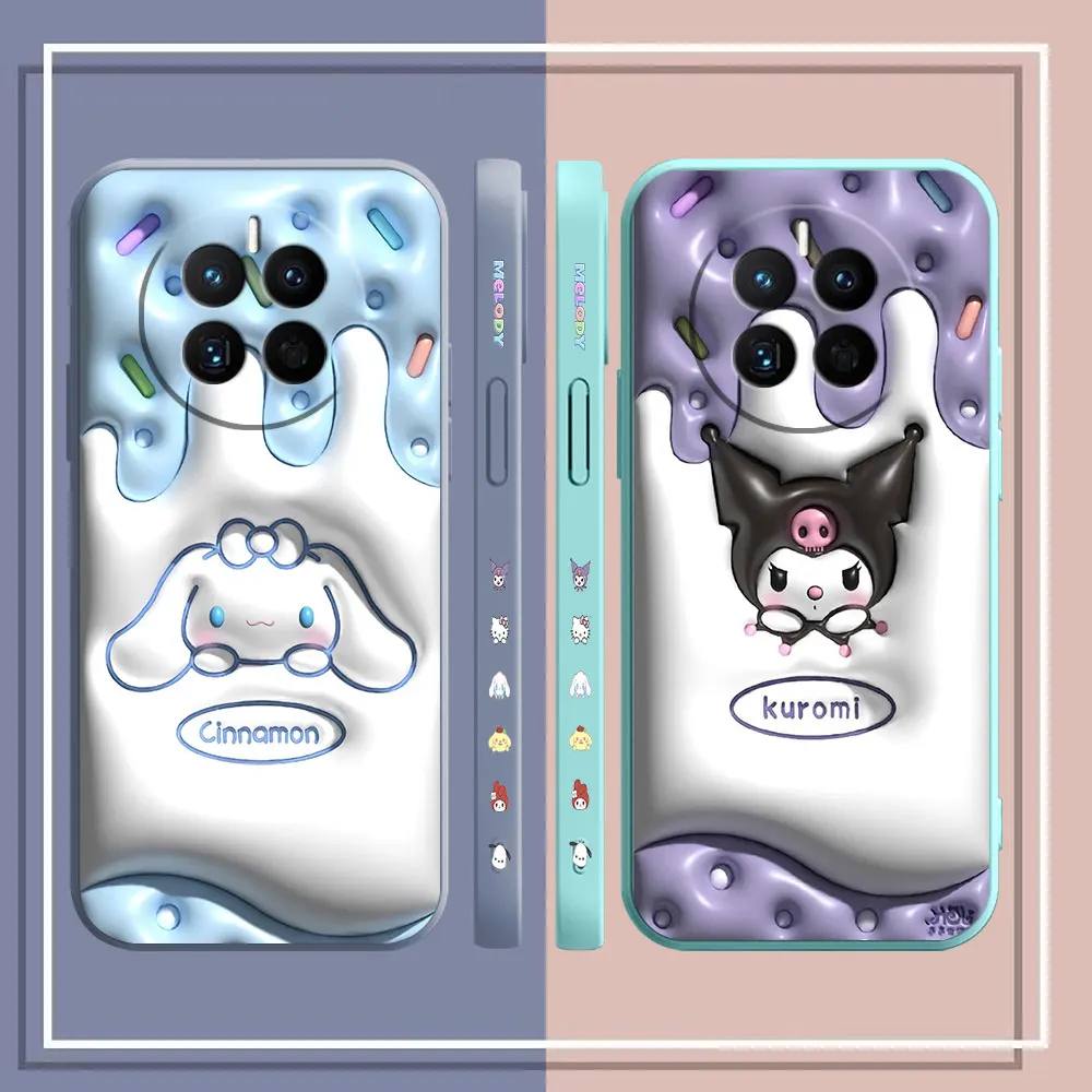 Cute Cinnamoroll kuromi Phone Case For Huawei MATE 10 20 20X 30 40 P20 P30 P40 P50 LITE PRO PLUS Colour Liquid Case Funda Capa