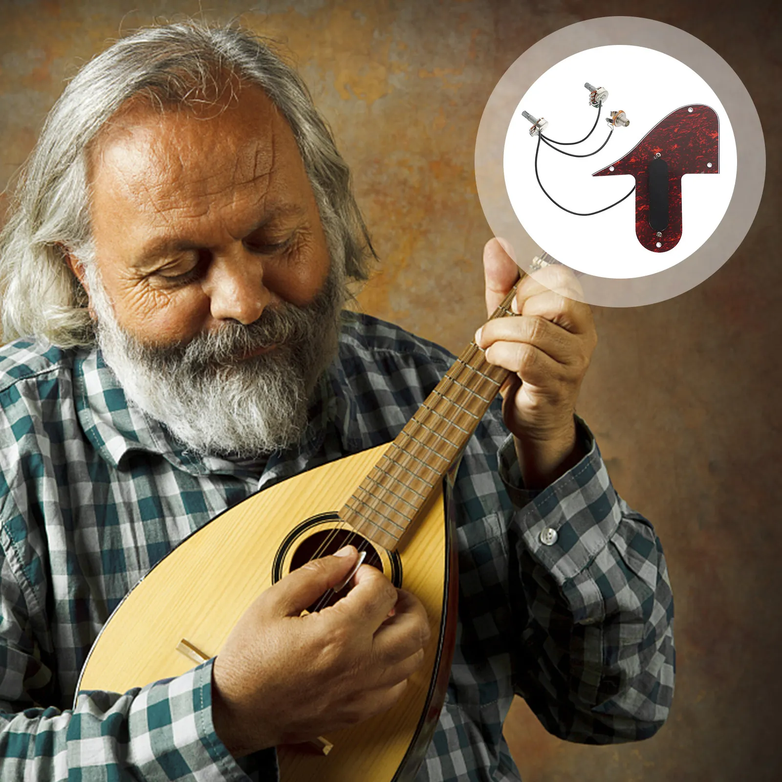 

Mandolin Pickguard 1520x1305x025cm Red Tortoise PVC Plate with Pickup Scratch Prevention