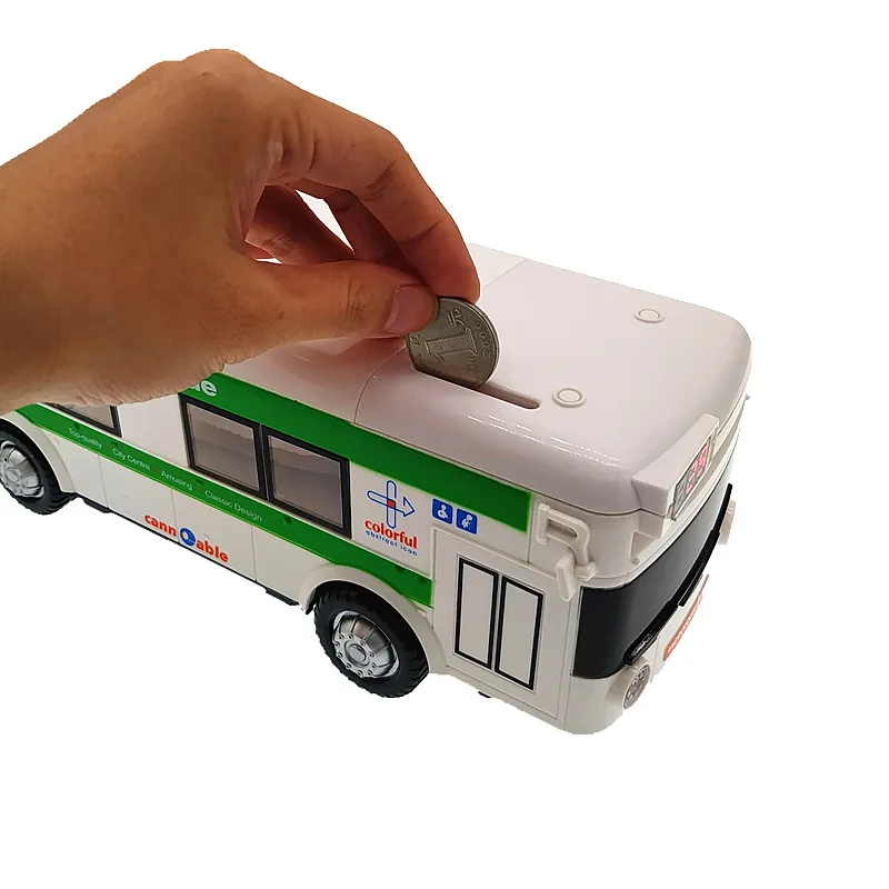 Hucha electrónica automática para niños, juguetes educativos para autobús, hucha de ahorro de dinero para niños pequeños