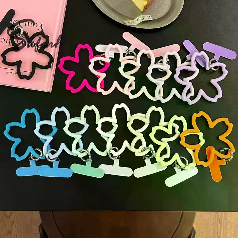 13 Colors Cherry Blossom Flower Mobile Phone Lanyard Strap Soft Silicone Small Pendant Decoration Gift For