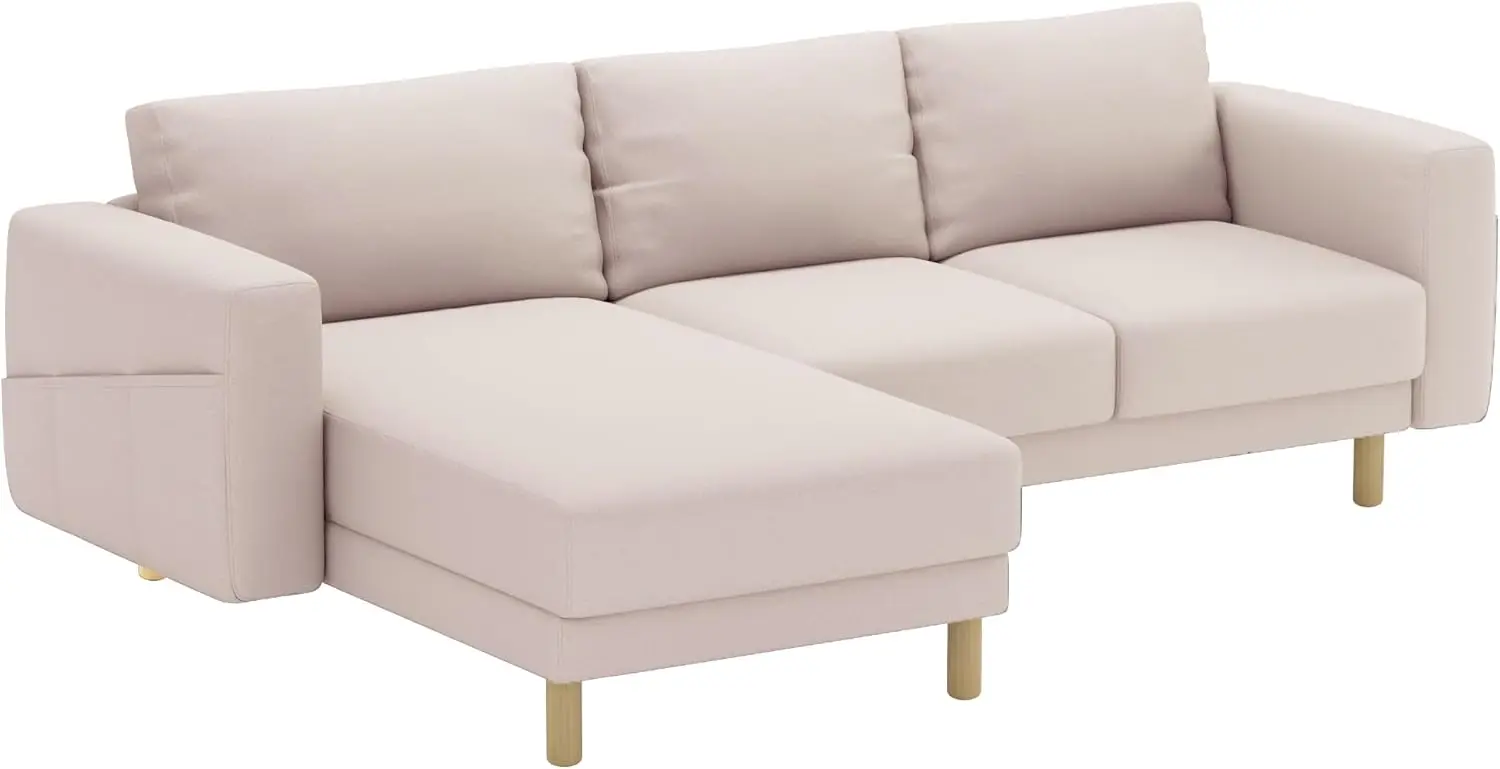 

Durable 3 or 2 Seat Chaise Sofa Cover for IKEA Norsborg Sectional Corner Slipcover, Polyester Beige