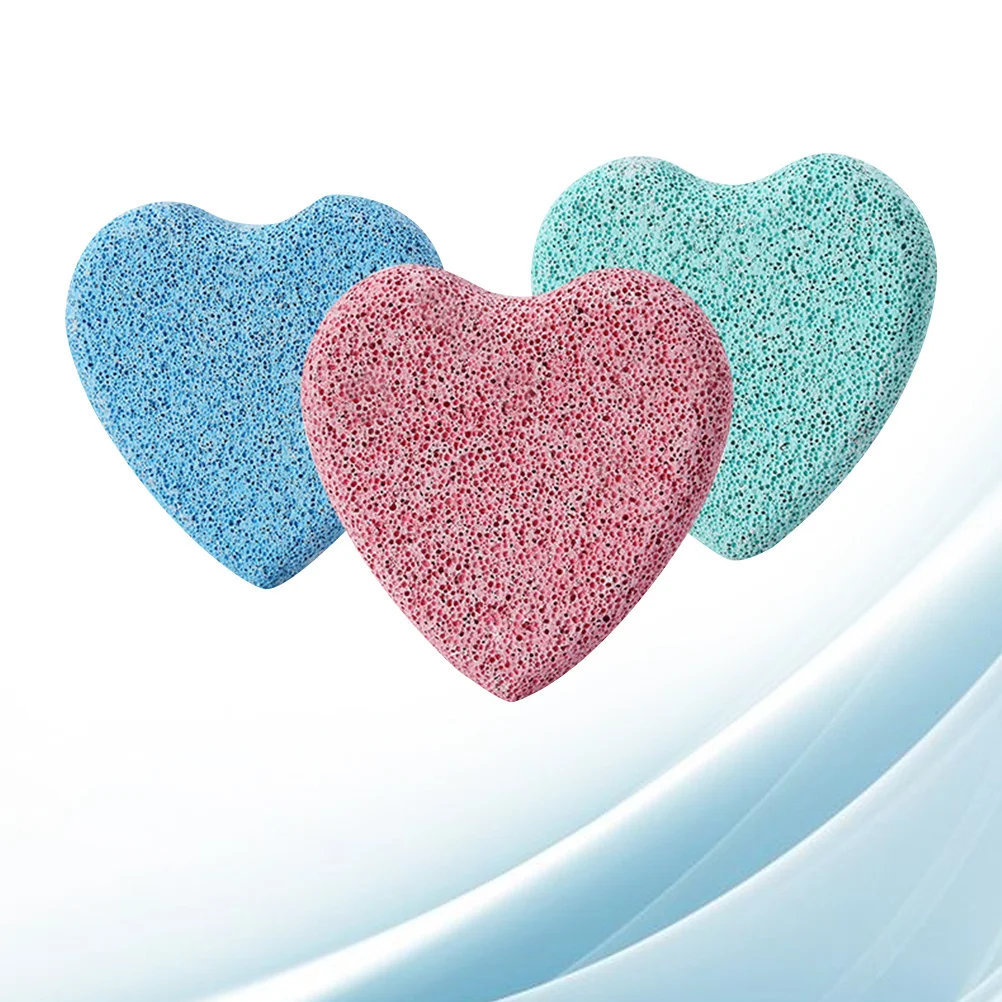 

3Pcs Small Heart Shaped Pumice Stone Foot Scrubber Double Callus Remover for Dry Feet Dead Skin Pedicure File Waterproof