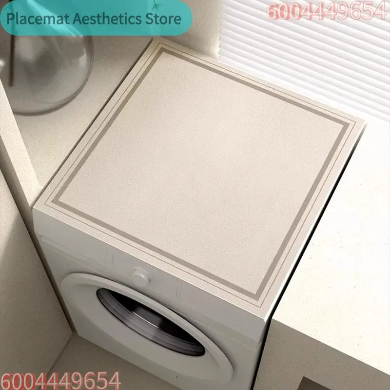 Super Absorbent Diatomite Washing Machine Top Cover Mat Geometric Line Pattern Anti-Slip Protector for Dryer and Washer
