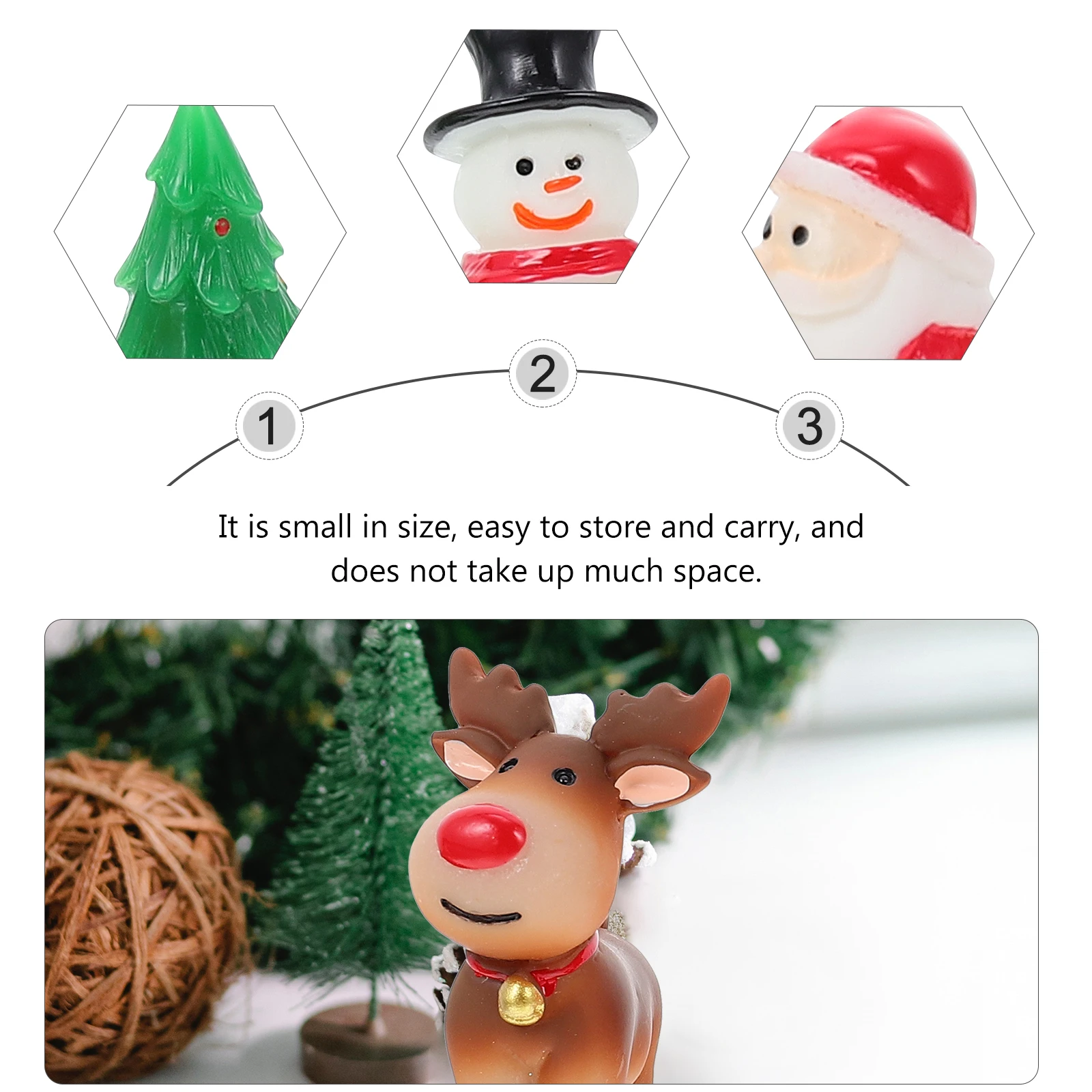 

5 Pcs Christmas Micro L Resin Decor Desktop Office nament Festive Holiday Table Adornment Durability Realistic Small