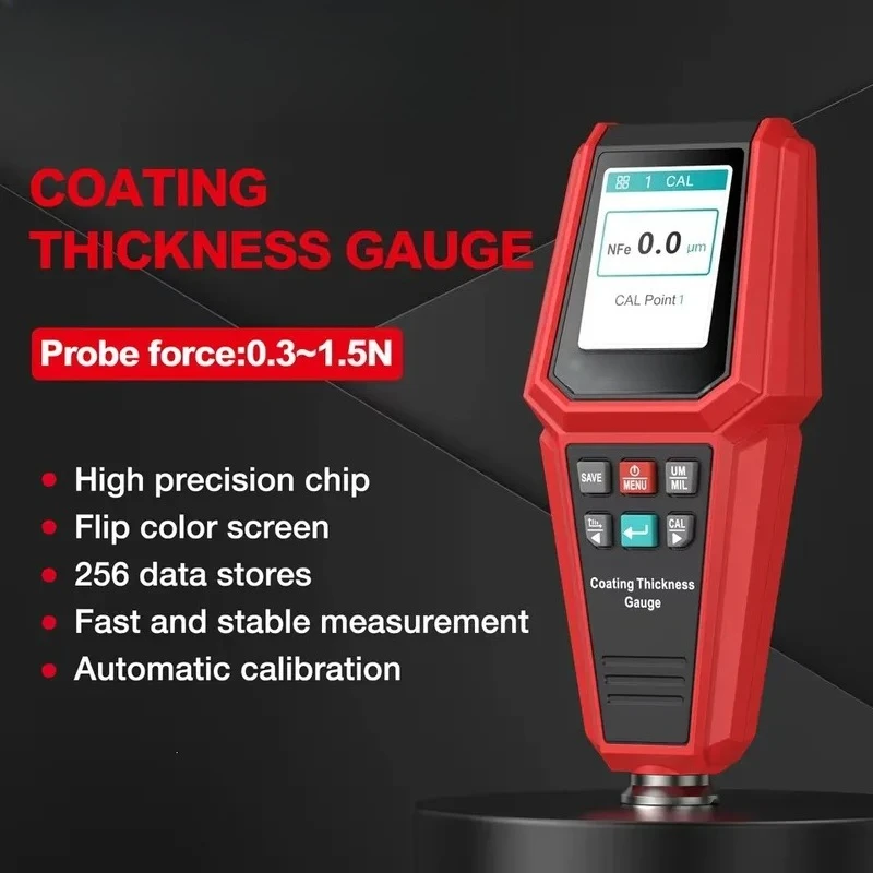 Automotive Paint Thickness Gauge 0.1um Precision Coating Measurement Tool for Car Body Repair and Detailing 0-1500um Range Fe