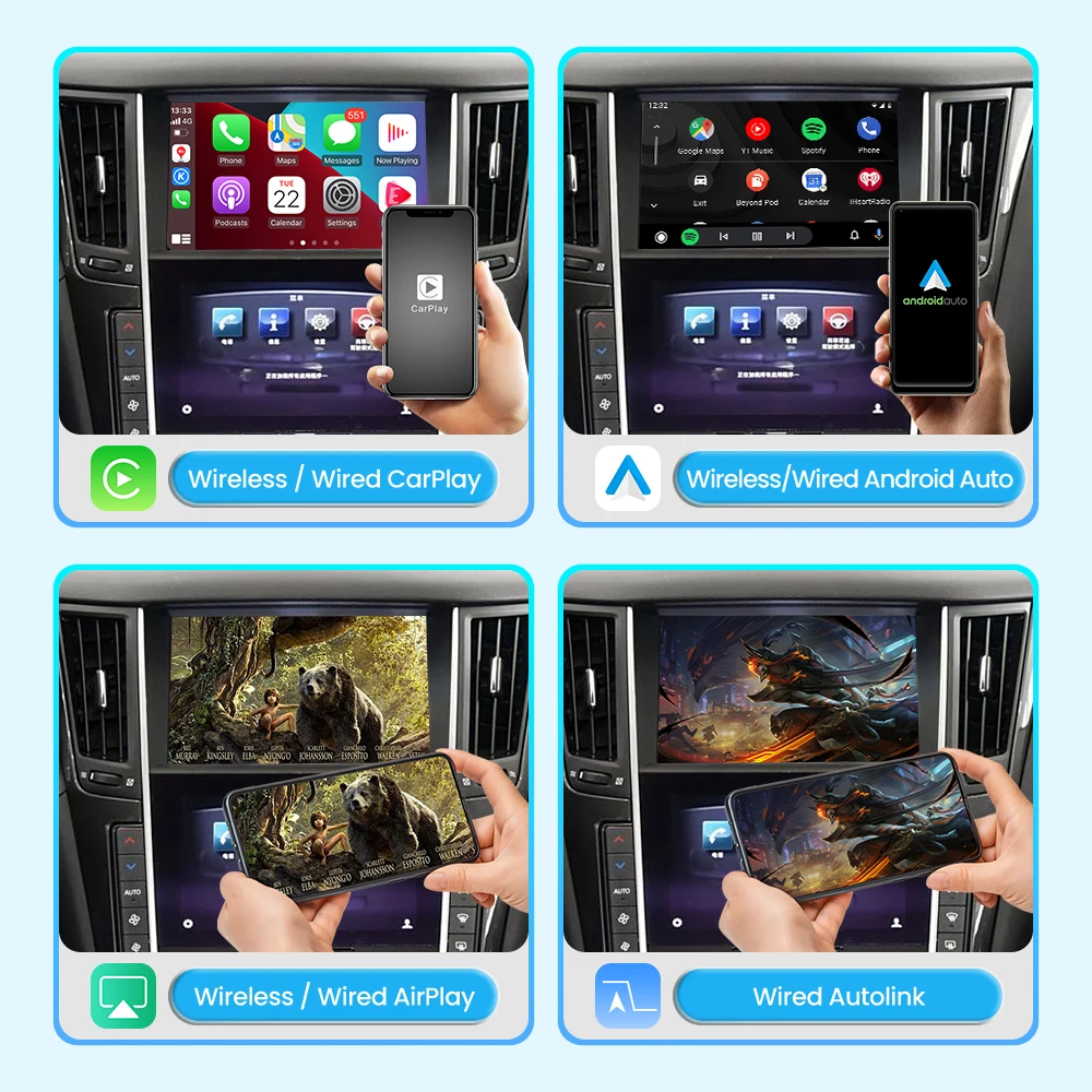 2025 JoyeAuto Wireless Apple CarPlay Android Auto Interface for Infiniti 2013-2015 Q60 Q50L Q50 Mirroring AirPlay Retrofit Box