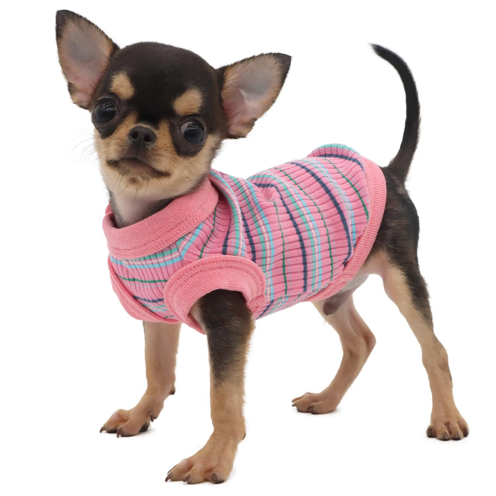 Pink Rib Dog Shirt Vest para cães pequenos, Chihuahua Puppy Clothes, Tank Tee