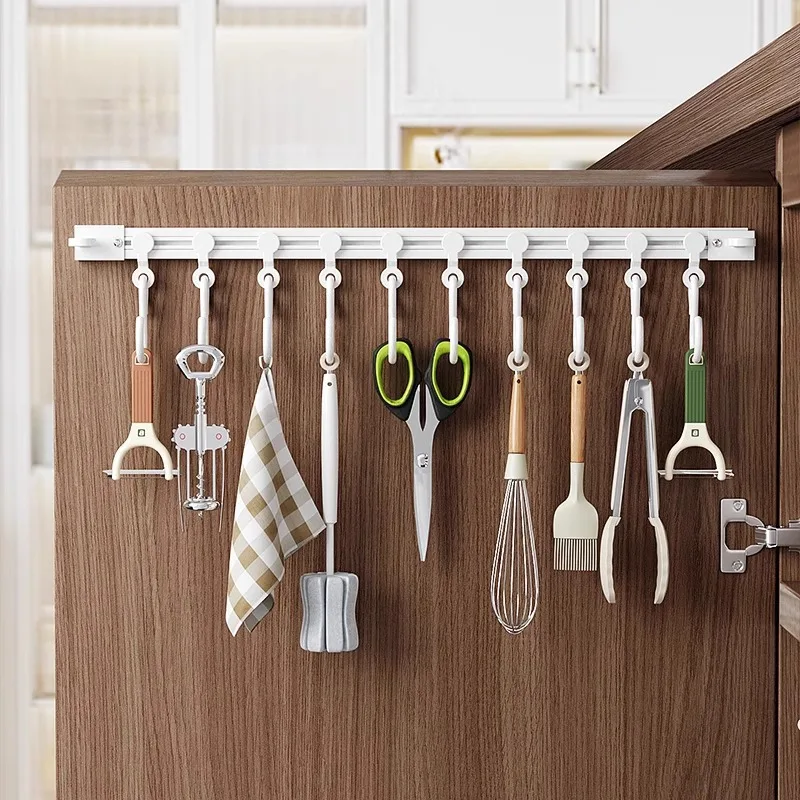 

Strong Adhesive Sliding S Hook Non-Punching Kitchen Cabinet Door Rear Shovel Hanging Storage Hook Hanging Rack Storage Organizer