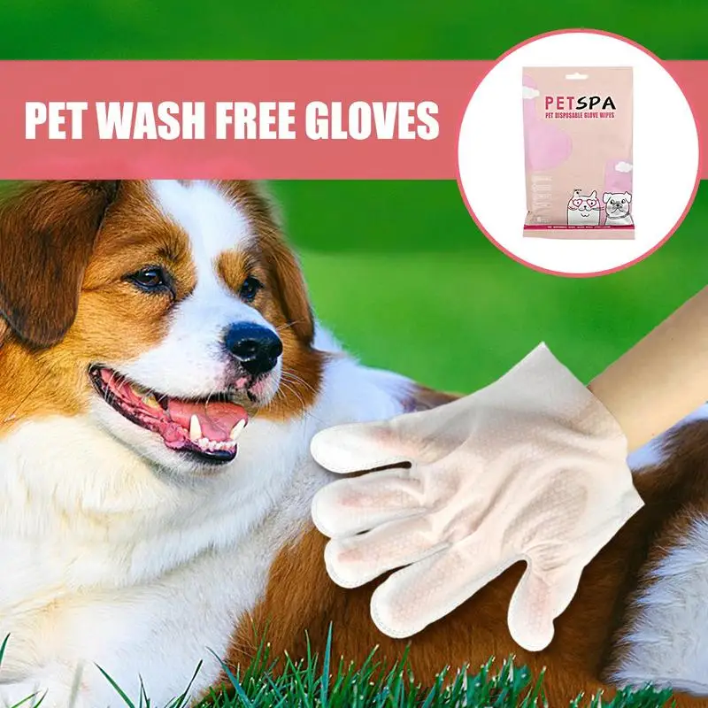 Pet Clean Wash Free Gloves Non Woven Soft Pet Grooming Wipes Comfortable Pet Disposable Cleaning Gloves Wash Free Cats Dogs