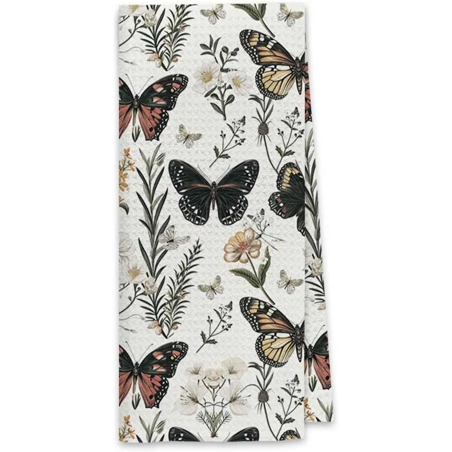 

Vintage Butterfly ture Kitchen Towels Pink Grey Dish Towels Dishcloth Retro Butterflies Inse Spring Cng Baking Gts Cloth Hand T
