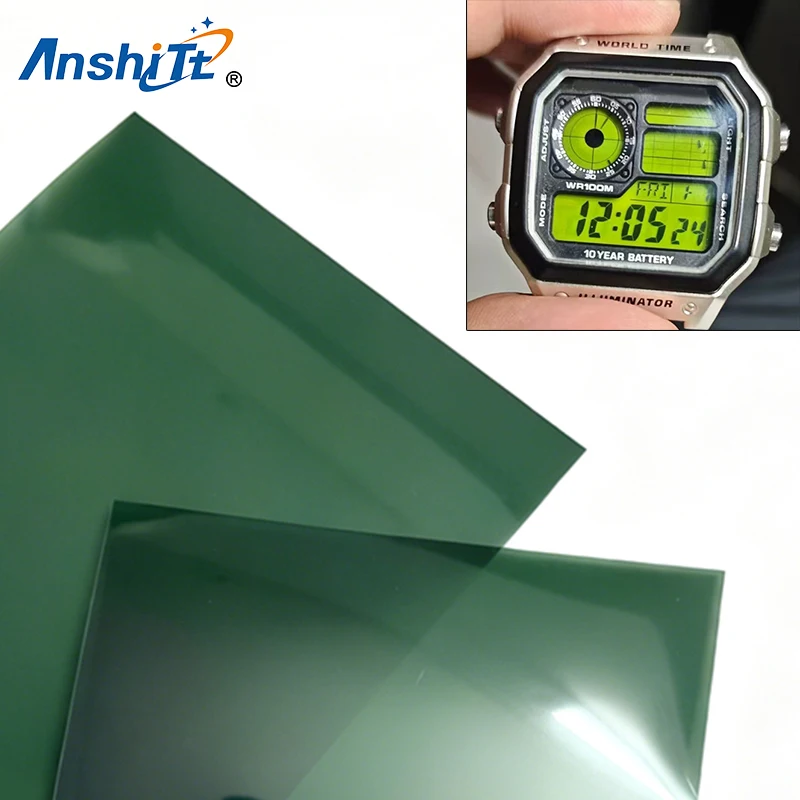0/90Degree 5*5cm Yellow Green Color Polarized Film,AdhesiveLinear Polarizer Filters Polarization Film Sheets for LCD for Smart
