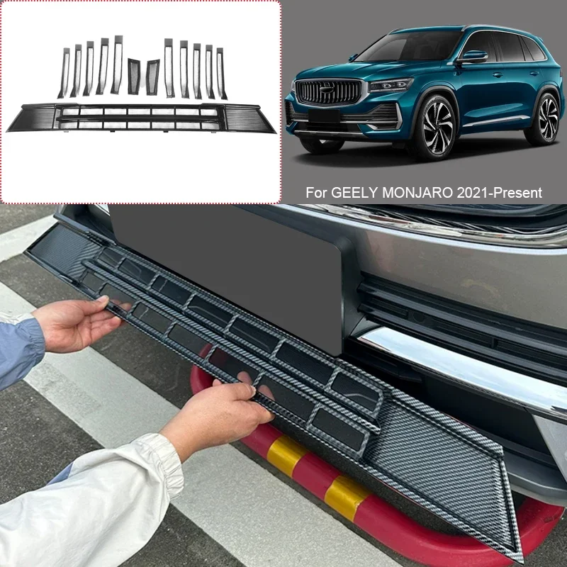 Car Modify ABS Front Buckle Insect Proof Net Auto Front Bumper Center Intake Grille Cover Accessory For GEELY MONJARO 2021-2026