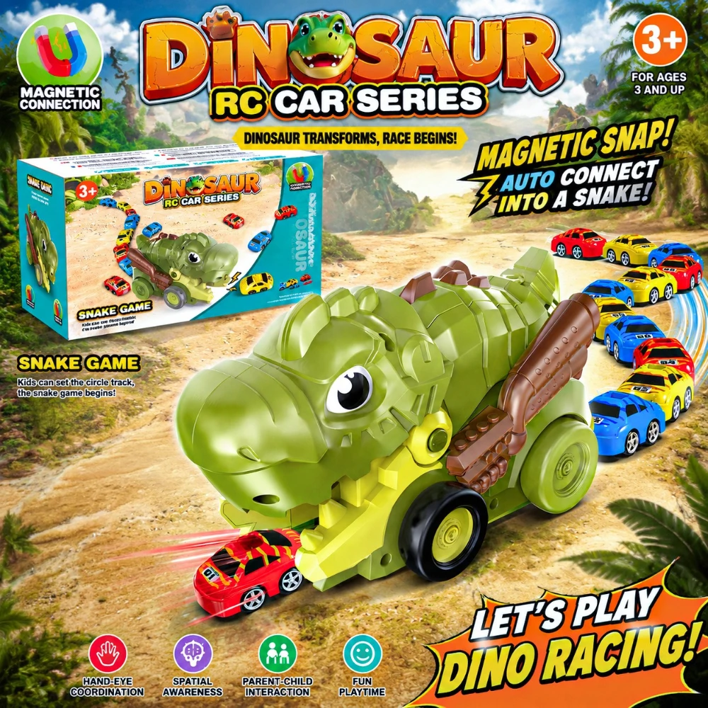 Remote Control Greedy Snake Dinosaur Eating Battle Toy Car Two Player Versus Interactive Racing Game Vehicle Competitive Toy view 5