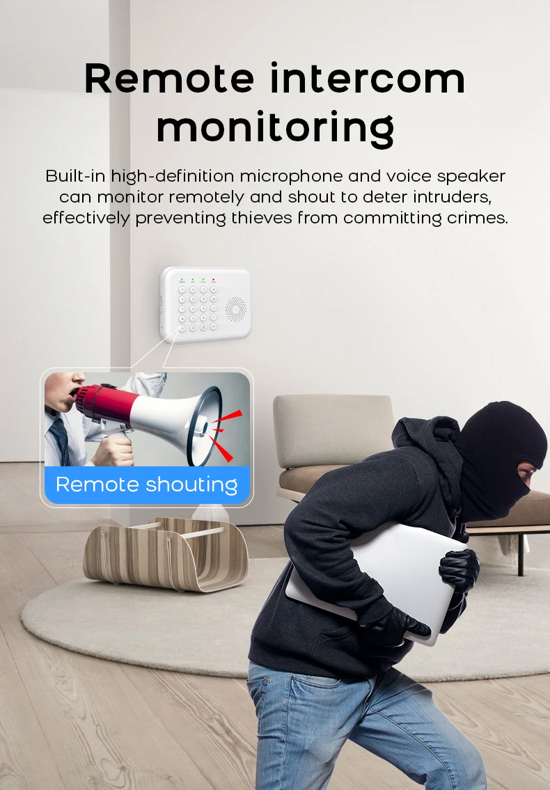 PGST Sicherheits Alarmanlage Set WiFi 2G GSM Works with Tuya Smart Life intelligentes drahtloses System für Wohnung Laden Büro Bewegungssensoren unkomplizierte Einrichtung – Detail 8