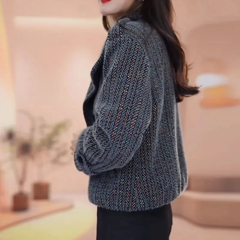 韓国女性のファッションパッチワークコート春秋レディーススタンドカラーカジュアルショートジャケット女性ハイエンド長袖アウター