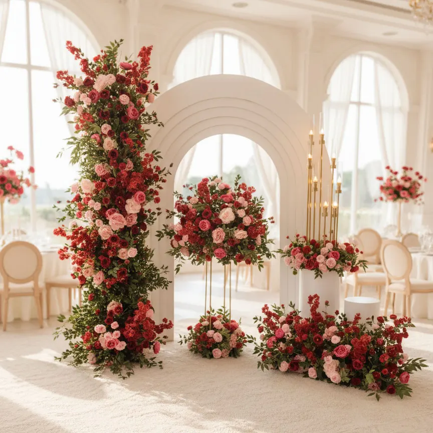 

Wholesale Artificial Flowers Wedding Arch Decorative Silk Flower Artificial Roses Events Wedding Heart Shaped Frame Backdrop