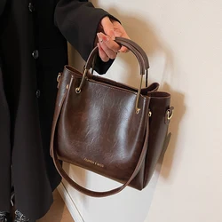 Bolso de hombro de cuero PU de gran capacidad para mujer, bolsos de mano de diseñador, tendencia de moda, invierno, 2023