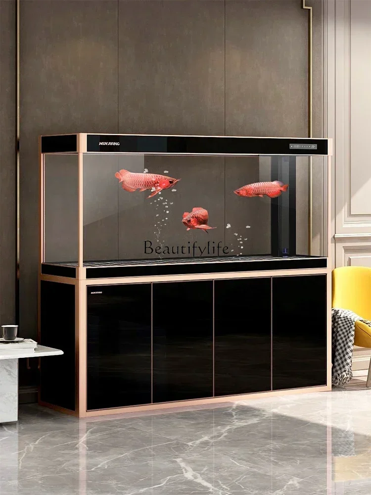 FG26Fish Tank Aquarium Large Living Room Home Floor Light Luxury Super White Glass Change Water Bottom Filter