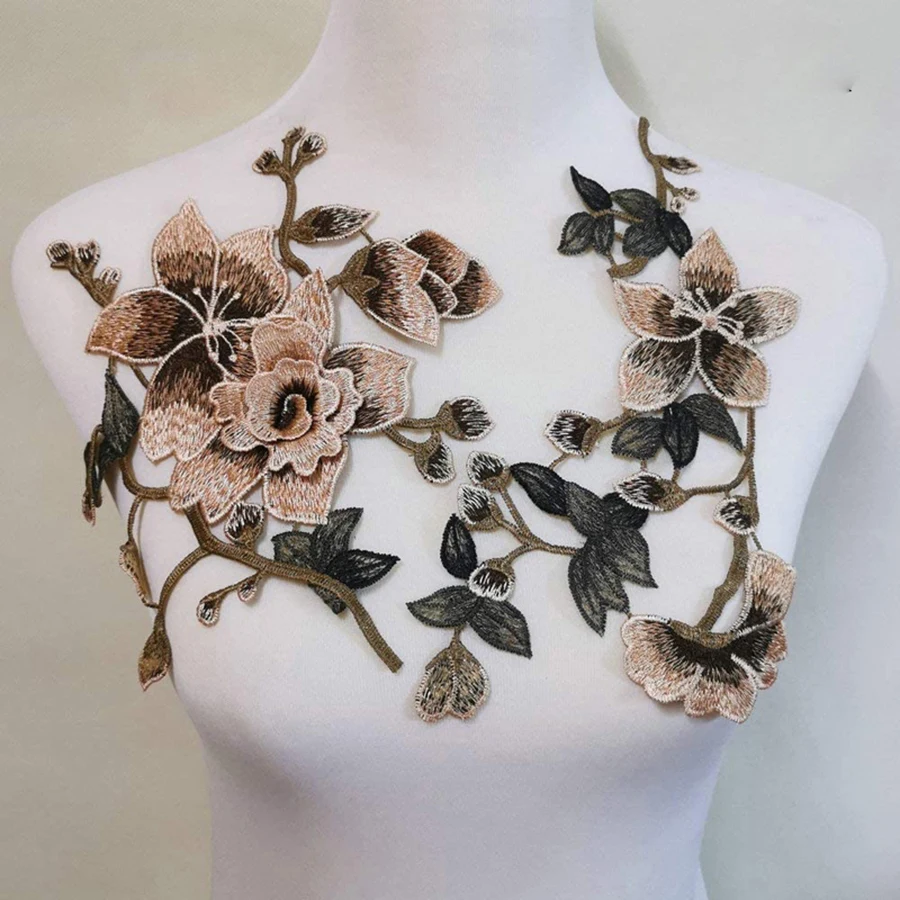 2 Teile/satz 3D Blume Stickerei Applique Patch Für Abend Rock Kleidung Spitze Kragen Dekoration Patch Nähen Auf Zubehör – Detail 10