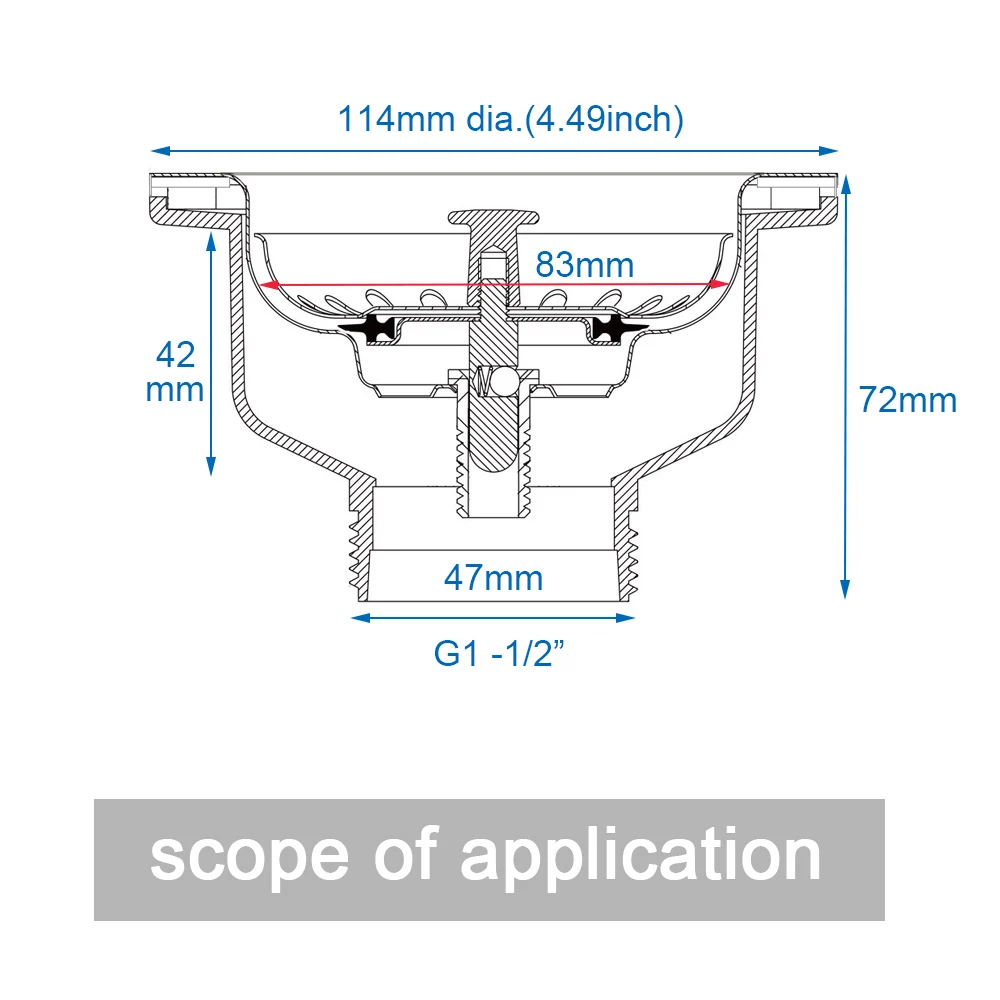 Zlewu kuchennego przelewowy filtr kosz spustowy sitko do zlewu SUS 304 wytrzymała miska odpady kuchenne 114mm wymiana akcesoriów do basenu