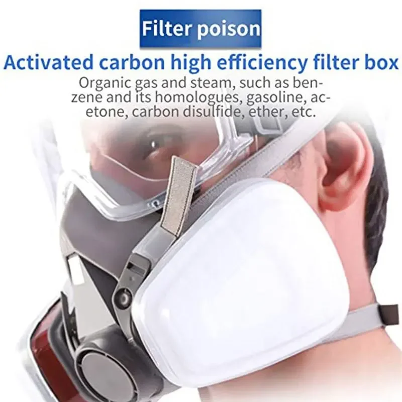 6200 7 in1 Gas Mask Gas-Proof Half Face Mask Series Combination Matched with 6001/2091/5n11 Filters Chemical Organic