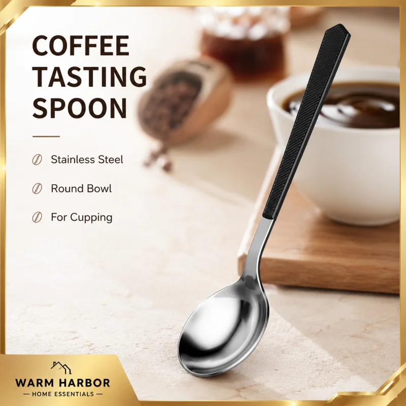 Mhw-3bomber Stainless Steel Coffee Measuring Spoon Round Cupping Tasting Spoon For Baking Cooking Dessert Kitchen Barista Tool