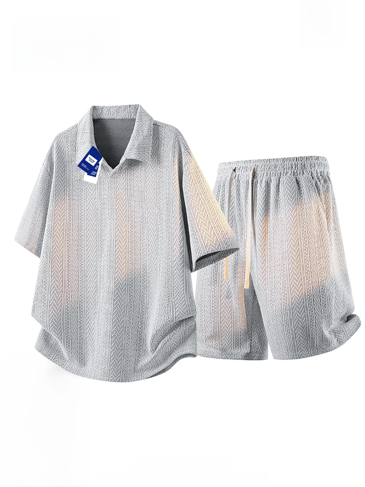 wassup-palm-men's-sportswear-set-casual-short-sleeve-summer-shorts-shirt-polyester-fiber-complete-outfit-youth-fashion