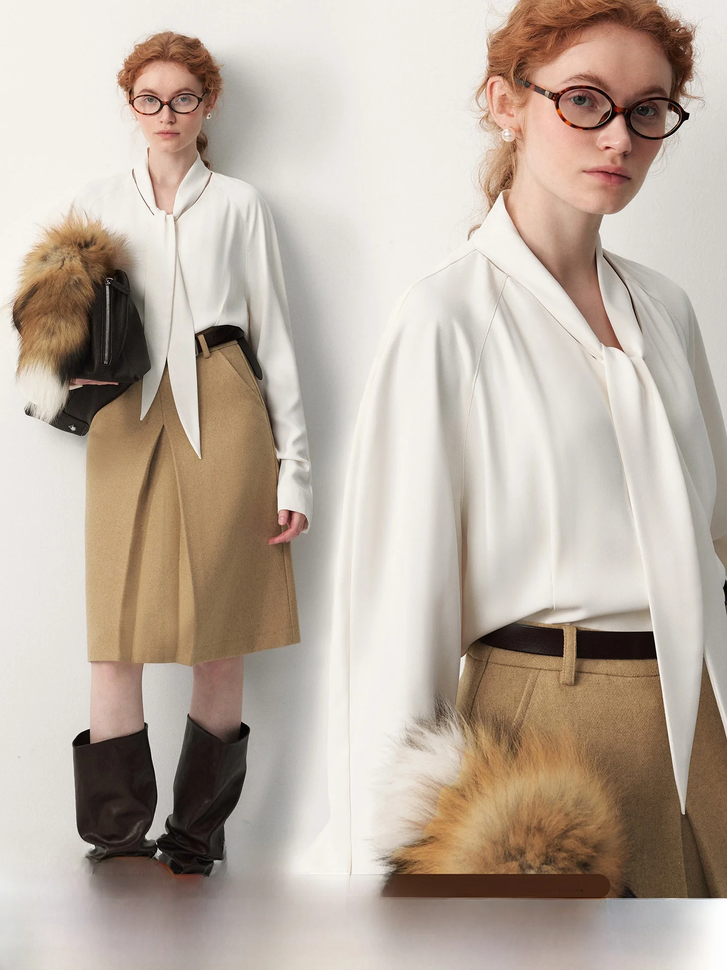 

plus White irt with Tie Pearl Button No Ironing Commute Long Sve Women's Comfortable Breathable Polyester Blend