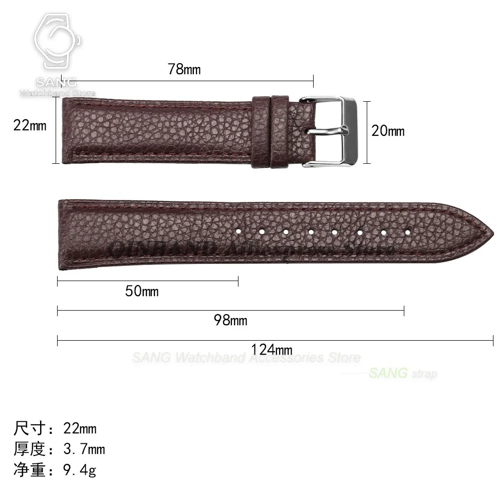 10mm 12mm 14mm 16mm 18mm 20mm 22mm Litschi-Muster Leder-Uhrenarmband Ersatz-Armband für Herren und Damen Sport-Uhrenarmband – Detail 15