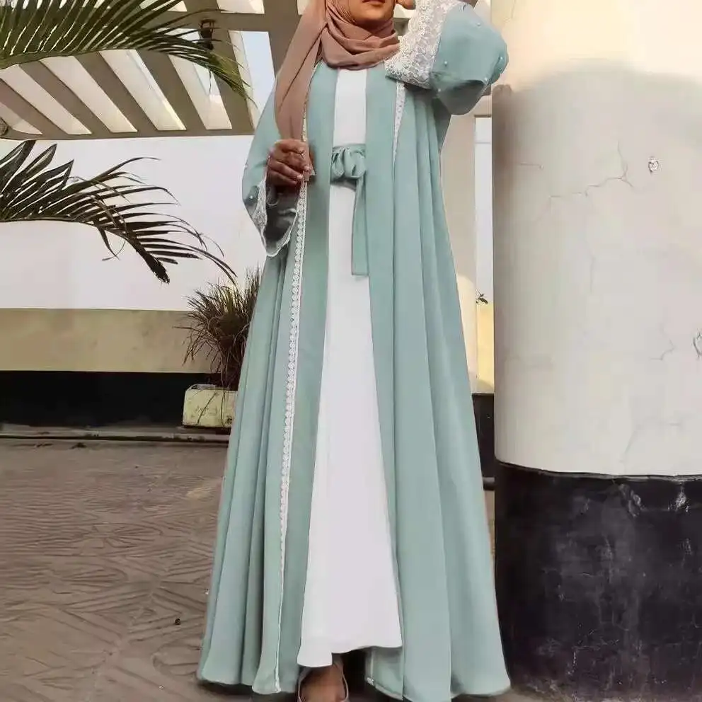 

Fashion Patchwork Cardigan Slim Fitting Embroidered Robe Dubai Abaya 1405 Robe Abaya Ramadan Dubai Luxury Islam Elegant