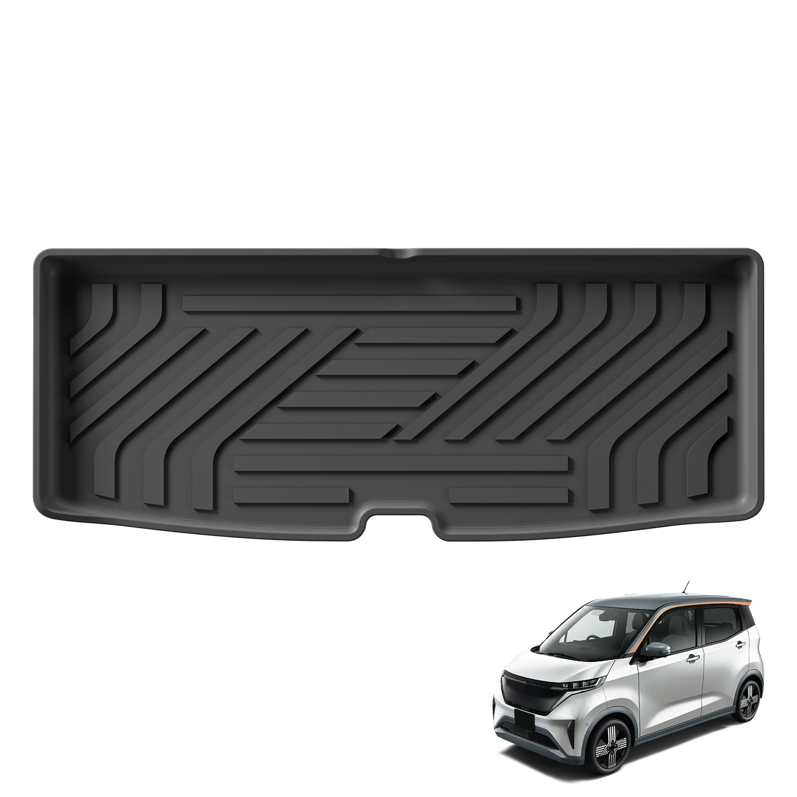RHD-Fußmatten für Nissan Sakura EV 2020 - 2024, Rechtslenker, Kofferraummatte, TPE 3D-Fußmatte, Zubehör, SCHWARZ – Detail 9