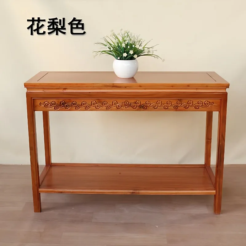 Solid wood bonsai stand rectangular fish tank table indoor strange stone table living room narrow side table elm flower stand Ch