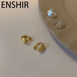 ENSHIR Matte Brushed Arc Shaped Earrings for Women Vintage Simple Jewelry Daily Gifts Wholesale