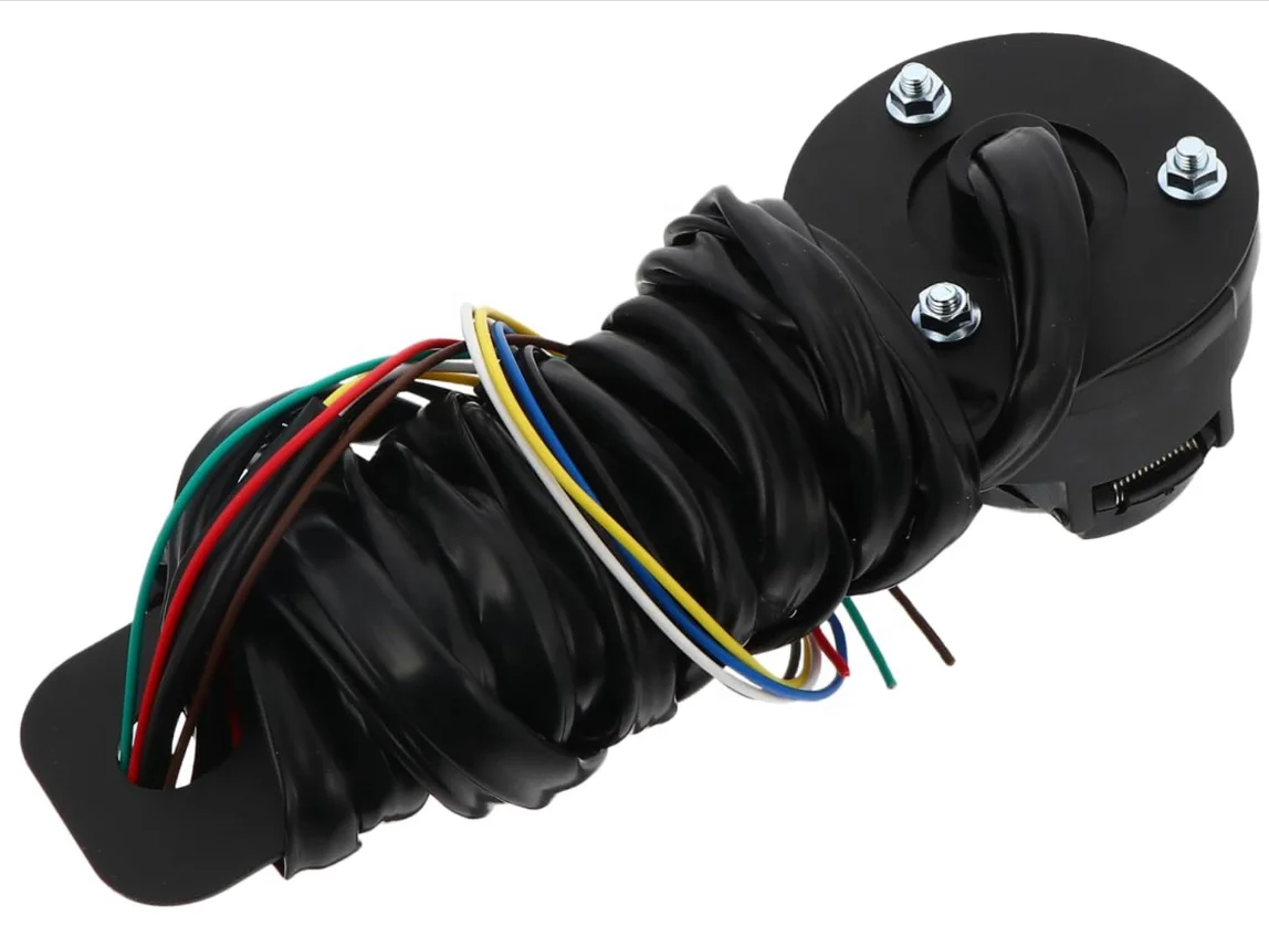 Euro 7Pin Trailer Socket with Metal Plate Connector Set Kit with  RVV Cable Trailer Socket Adapter